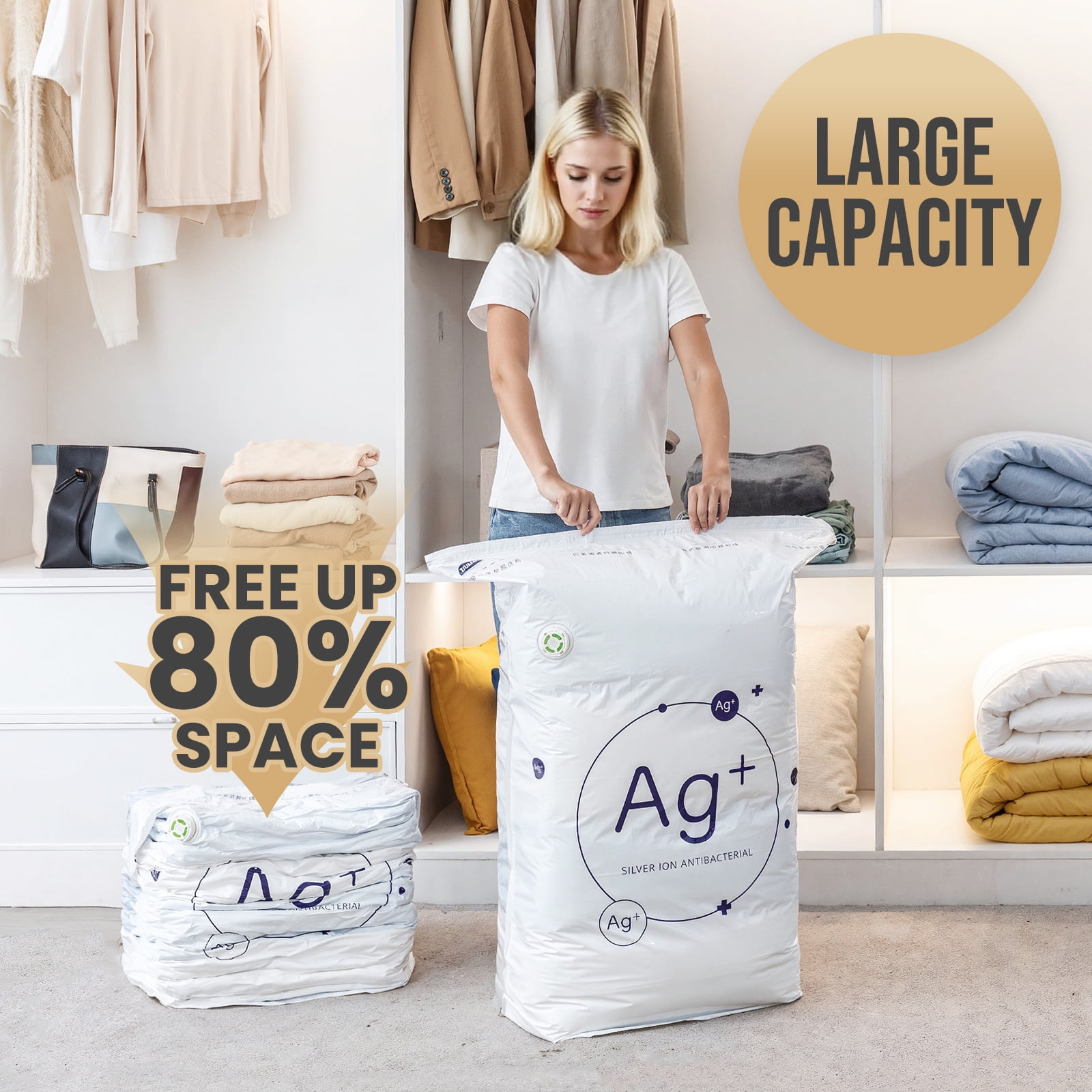 TAILI Vacuum Storage Bags Jumbo Cube, 6 Pack, 31x40x15 inches, for Clothes Comforters Blankets Bedding