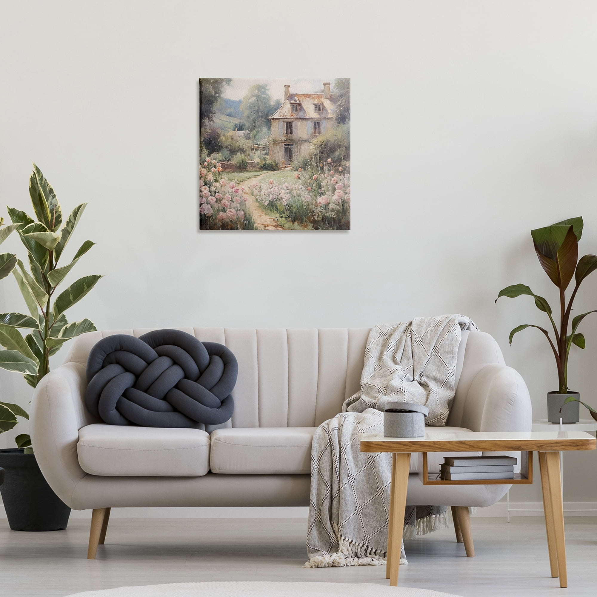 Stupell Industries French Garden Cottage Landscape Painting Gallery Wrapped Canvas Art Print Wall Art, 24 x 24