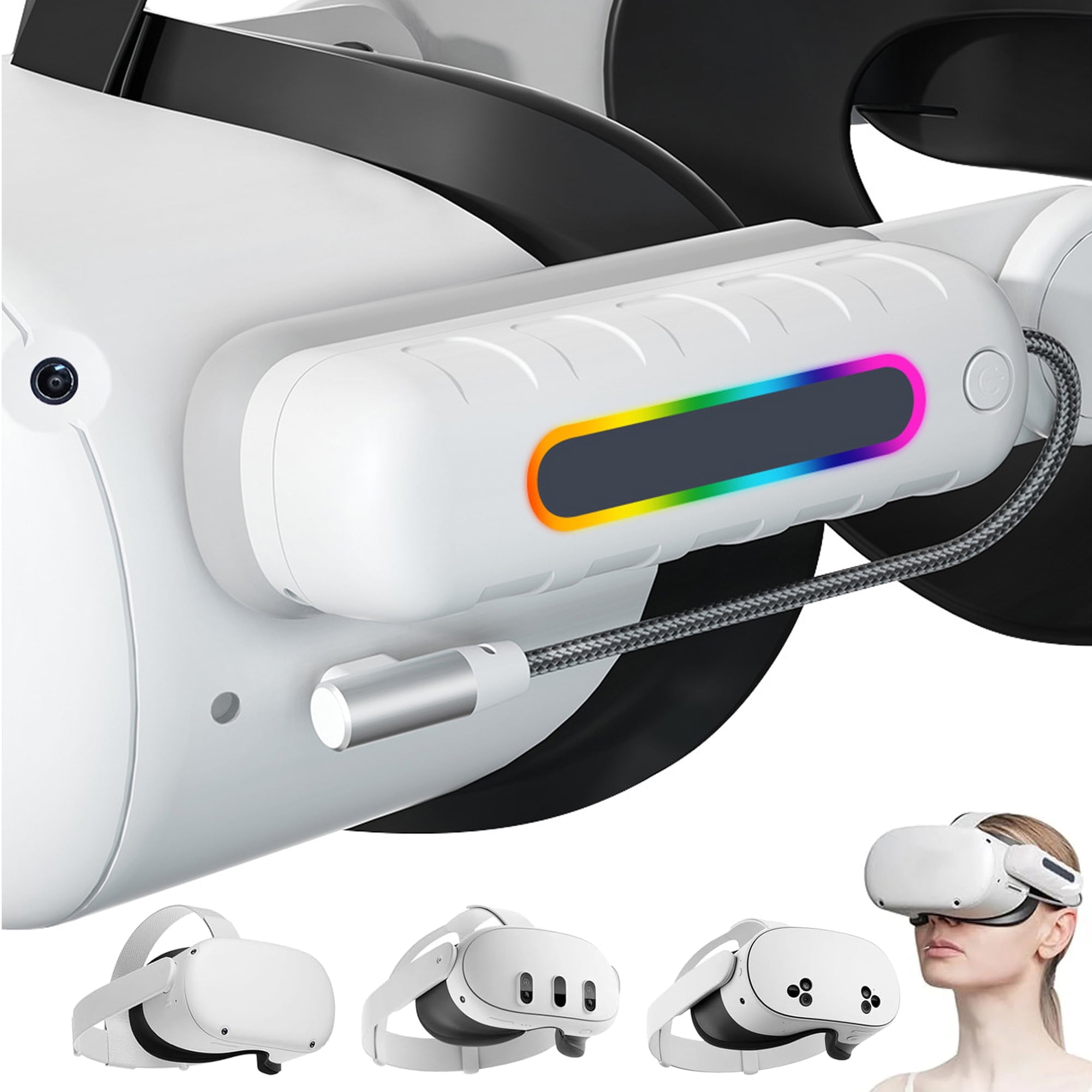 Wiher Rechargeable Battery Pack for Oculus VR Headset, RGB Light