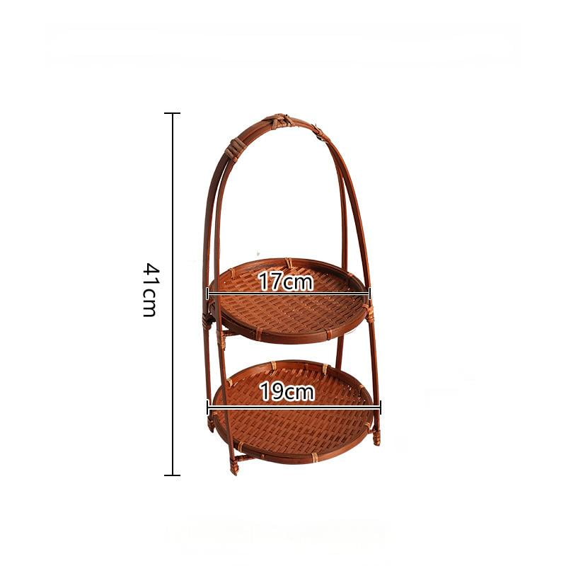Handcrafted Bamboo Basket - Round & Square Food Storage for Tea Snacks, Fruit, Cake, Dried Fruit, Snacks, Pastries Multi-Layer Bamboo Storage Basket - Bamboo Products