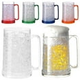 thumbnail image 4 of Beer Mugs for Freezer, Clear Double Wall Gel Frosty Ice Mugs with Gel, Plastic Frozen Beer Mug with Handle, Double Wall Insulated Plastic Glasses, Perfect Ice Cup for Home Party, 4 of 8
