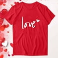 thumbnail image 7 of Guzom Womens Red Love Heart Graphic Crew Neck Rolled Short Sleeve Relaxed Fit Polyester Spandex Casual T-Shirt for Valentine's Day Daily Wear,Size S, 7 of 7