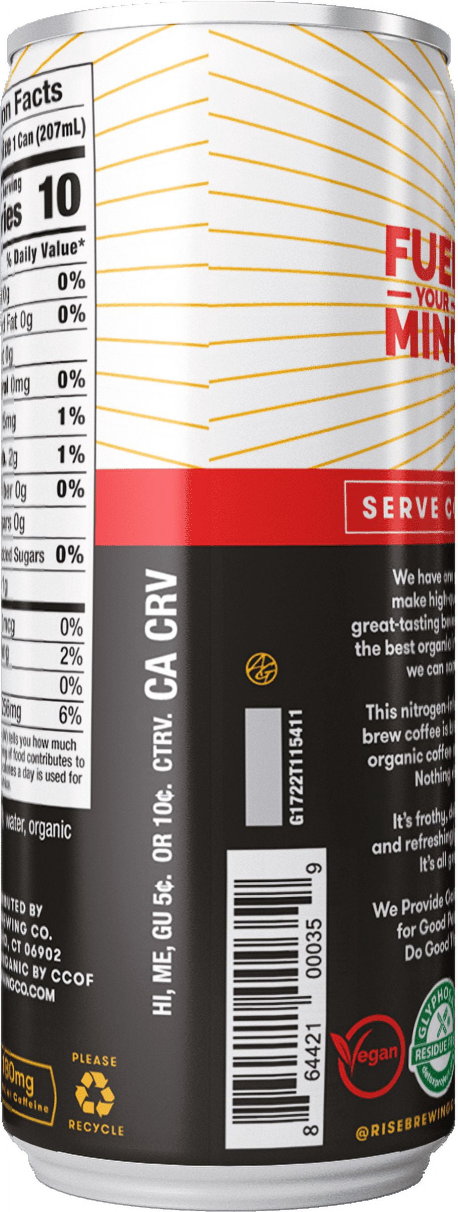 RISE Brewing Co. Original Black Nitro Cold Brew Coffee, 7 fl oz Can