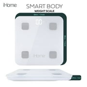 iHome Smart Scale Digital Bathroom Scale for Body Weight and BMI Tracking, White
