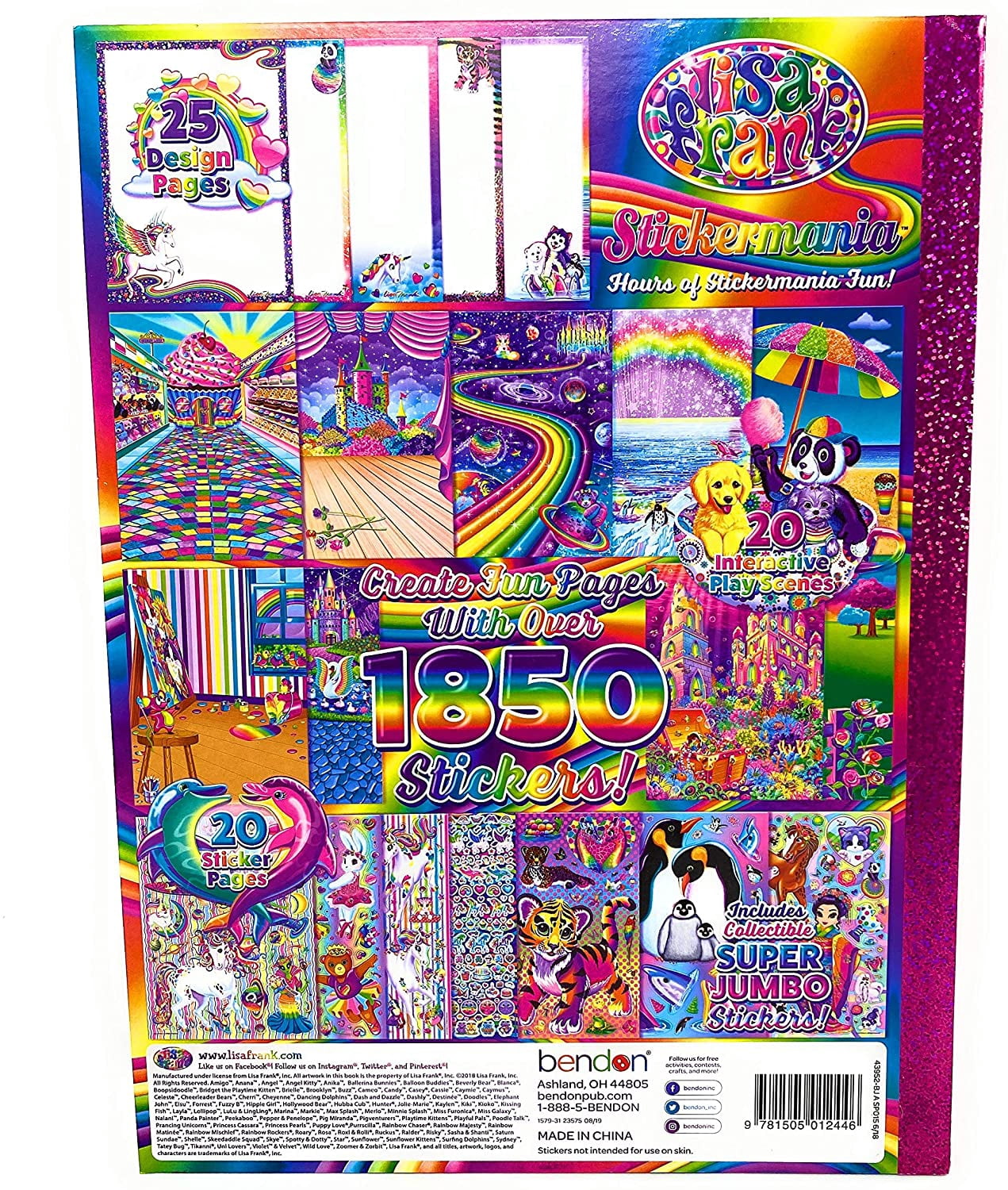 Lisa Frank Stickermania Book with Over 1850 Stickers! 25 Pages