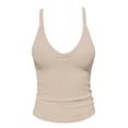 thumbnail image 6 of Duoif Womens Tank Tops Ribbed Racerback Workout Tank, Built-In Bra Athletic Top Womens Shirts Beige L, 6 of 6