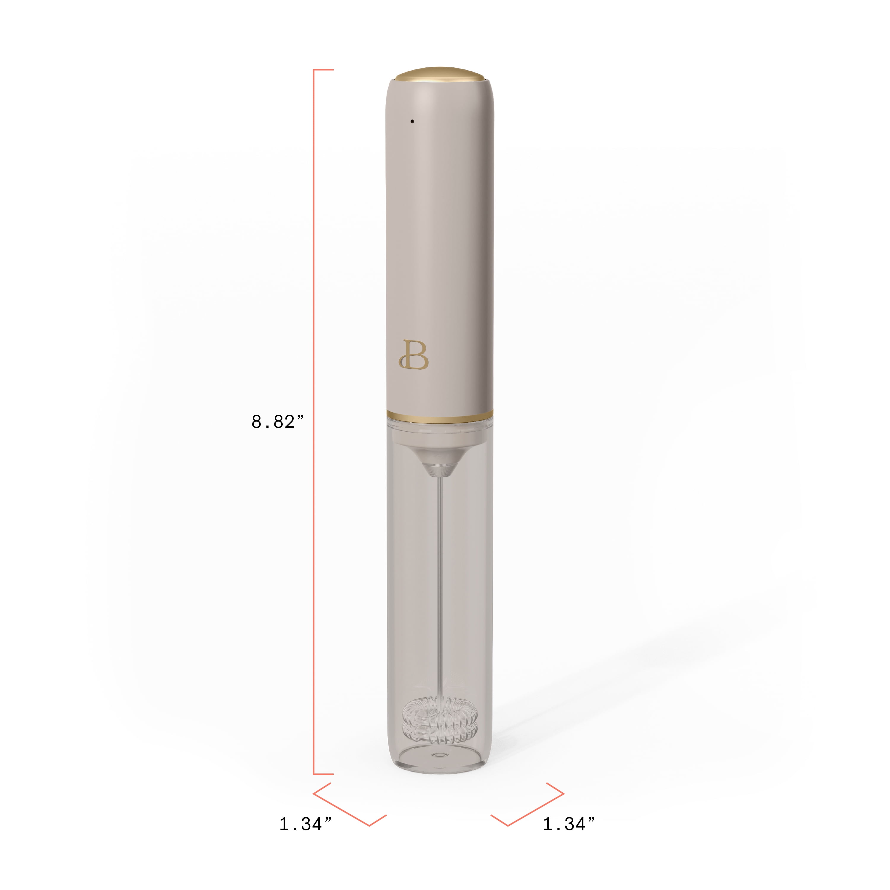 Beautiful Handheld Rechargeable Milk Frother, Porcini Taupe by Drew Barrymore