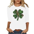 thumbnail image 2 of St. Patrick's Day Graphic T-Shirt for Women Leopard Shamrock Clover Print Crewneck Long Sleeve Loose Fit Soft Casual Holiday Party Clothes, 2 of 7