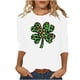 thumbnail image 3 of TaTaai Women St. Patrick's Print Loose Black Crew Neck 3/4 Sleeve Top Fashion Casual T-Shirt Ladies Spring Holiday Wear Lightweight Breathable Non-See-Through No Fading Stylish Top Gift, 3 of 7
