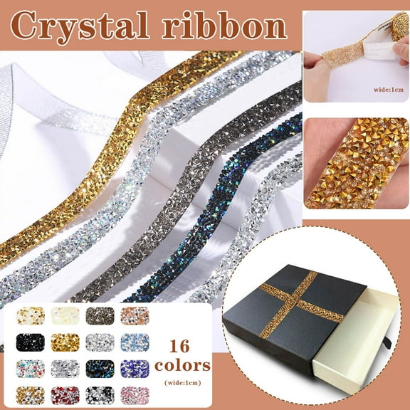 1 Roll of Crystal Ribbon Clearance! Nomeni Self-Adhesive Crystal Crafts Ribbon Wedding Cake Birthday Crafts Decorations, Home Decor Promotion Sale! Silver