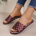 thumbnail image 6 of Samdudou Womens Summer Shoes Casual Flat Sandals Classic Polka Dot Print Open Toe Slip On Slides Wide Strap Smooth Fabric Beach Pool Vacation Footwear for Ladies, 6 of 6