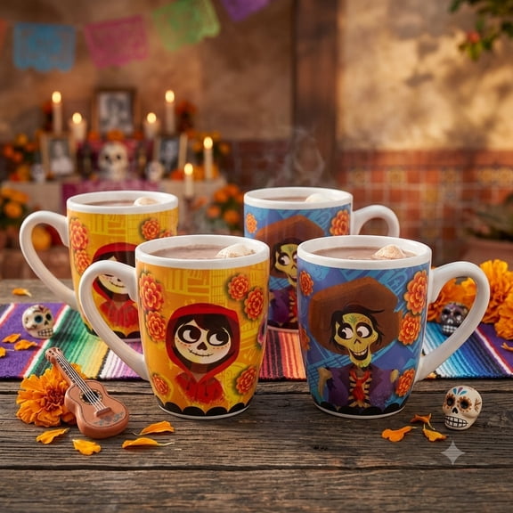 Juego 4 Tazas Cerámica Coco Disney Pixar 280 ml