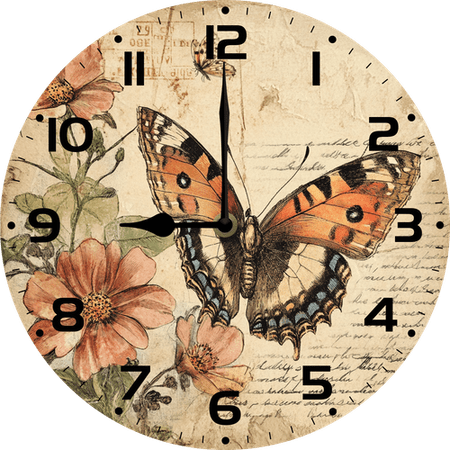 Eveokoki Vintage Butterfly Wall Clock 10 Inch Silent Battery Operated Elegant Wooden Clocks for Living Room Decor, Kitchen Office Dining Room Bedroom School Classroom Kids Room
