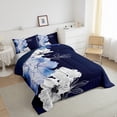 thumbnail image 3 of Manfei Retro Rustic Floral Bedding Comforter Set,Abstract Minimalist Art Twin Comforter Sets,White Blue Bedding Set For Girl,Microfiber Bedroom Decor Reversible,2 Pieces, 3 of 8
