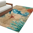 thumbnail image 2 of Area Rug for Living Room, Brown Sea Seahorse Coastal Non-Slip Indoor Large Carpet for Bedroom/Dining Room, Nautical Coral Ocean Vintage Washable Low-Profile Rectangle Floor Runner Rugs - 4 x 6 Ft, 2 of 7
