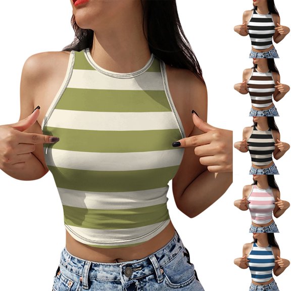 Breezora Womens Sleeveless Tank Tops Ribbed Knit Slim Fit Basic Cute Summer Outfits Going Out Tops