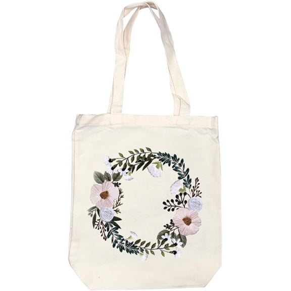 Canvas Tote Bag Embroidery Kit with Hoop Frame DIY Beginner 32x37cm