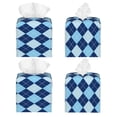 thumbnail image 2 of Lsque Blue Squares Printed Tissue Box Cover Holder, Facial Paper Organizer Dispenser,Square with Bottom Belt, PVC Leather Decorative Organizer, 2 of 8