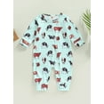 thumbnail image 2 of Cenuakty Infant Baby Girls Boys Romper Horse Floral Print Long Sleeve Crew Neck Oblique Zipper Jumpsuits Autumn Newborn Bodysuits, 2 of 8