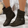 thumbnail image 2 of NECHOLOGY Botas Mujer Adulto Femenino Zapatos Botines mujer Elegantes y versátiles botas de hebilla con de arrugas grises, botines de mujer de corte bajo y tacón bajo (Grey, 8), 2 of 6