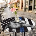 thumbnail image 6 of Round Fitted Tablecloth,American Flag Law Enforcement Thin Blue Line Circle Table Cover Waterproof Table Cloth with Elastic Edge,Animal Sloth Outdoor Tablecloths for Kitchen Picnic 55-60in, 6 of 9