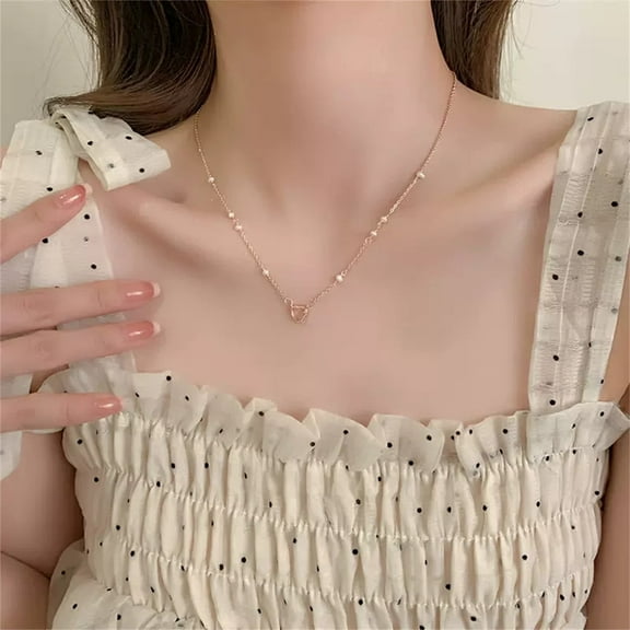 Pearl Necklace Gift List Fashion Simple Small Pearl Love Necklace Female Design Senior Everything Clavicle Chain
