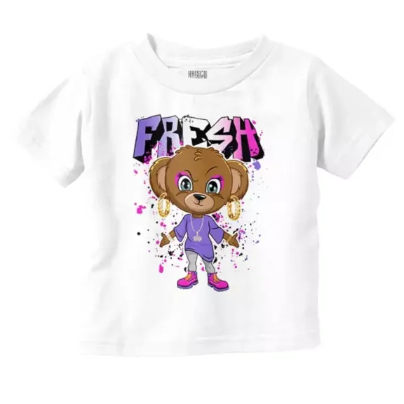 Cool Urban Streetwear Fresh Drip Teddy Bear Toddler T Shirt TODDLER SHORT SLEEVE TEE BELLA CANVAS 3001T