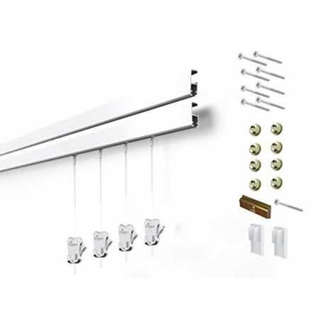 

12 Hanging Components STAS Cliprail Pro Picture Hanging System Kit- Heavy Duty Track and Art Hanging Gallery Kit for Home Office or Public Space (6 Rails 12 Hooks and Cords White Rails)