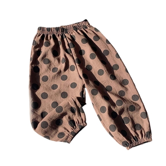 IFNWSV Girls Casual Pants Polka Dot Lantern Jogger Long Trousers Summer Brown 4 Years