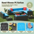 thumbnail image 4 of Homall 13 Pieces Rattan Patio Furniture Conversation Set with 43" Gas Propane 50000 BTU Fire Pit Table Outdoor Sectional Sofa for Backyard,Blue, 4 of 10