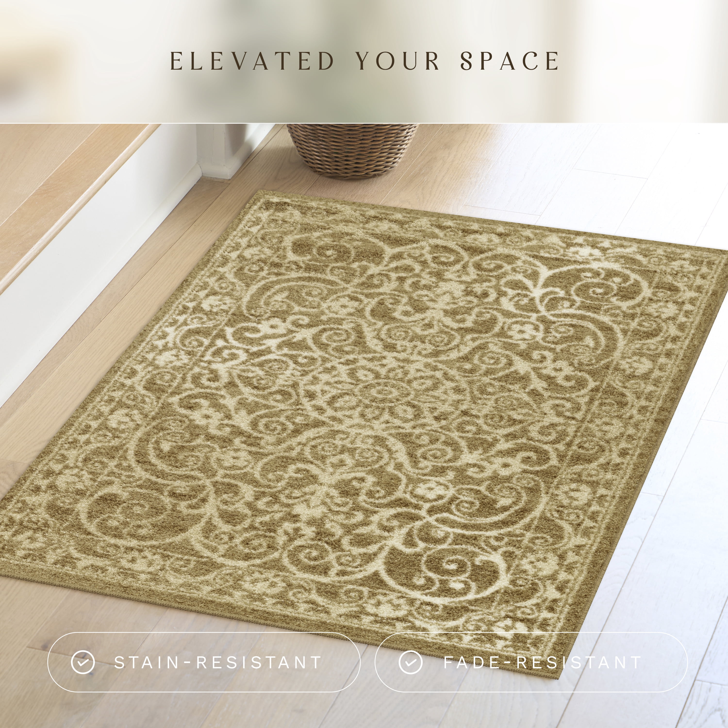 Maples Rugs Pelham Medallion Textured Beige Indoor Entryway Area Rug, 2'6" x 3'10"