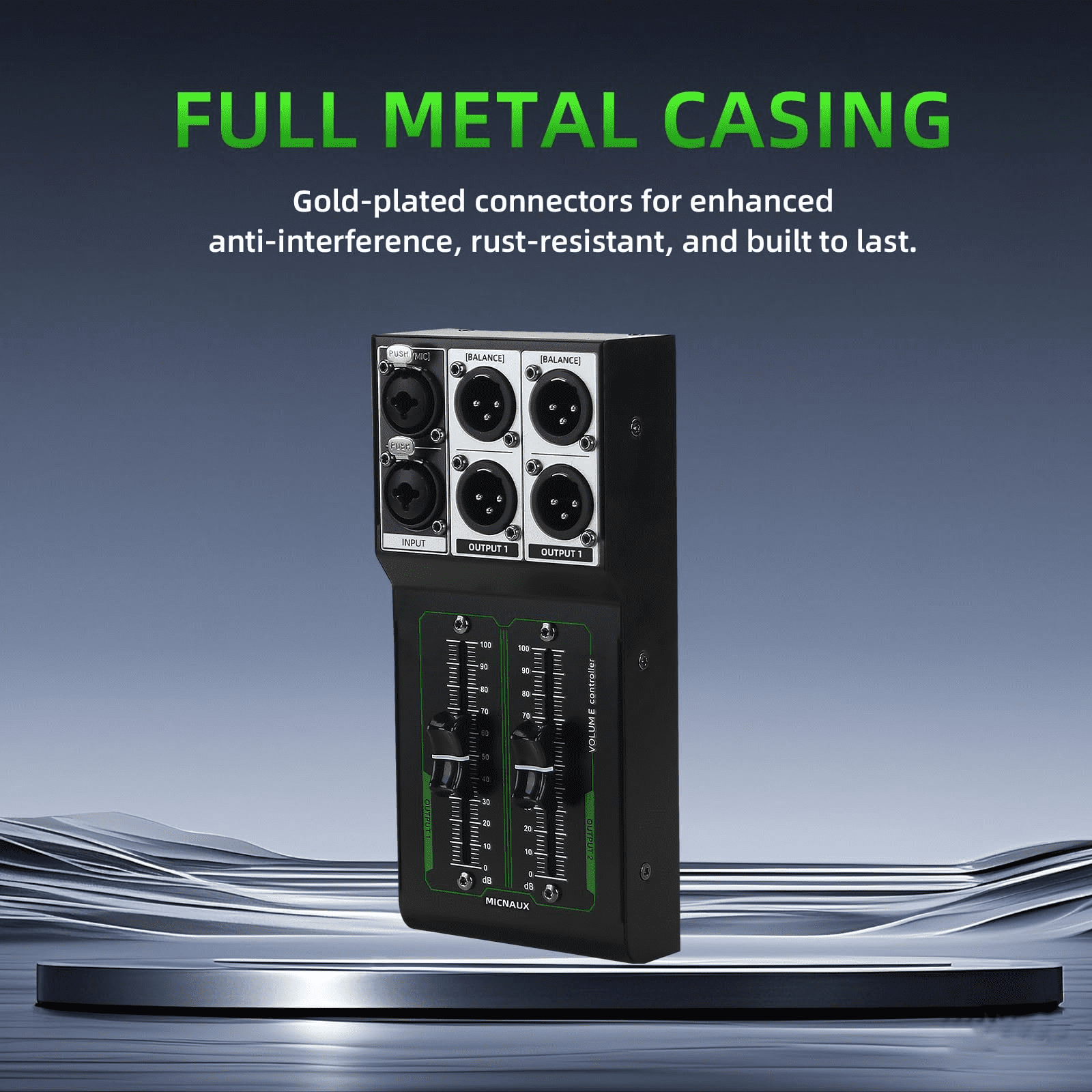 Passive Monitor Volume Controller, XLR 2 Input 2 Output Stereo Studio Controller, Plug and Play No Loss Volume Adjustment Controller for Studio Home Audio System