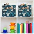 thumbnail image 6 of Yayeee 2 Pack Canvas Storage Basket with Handles for Shelves Fabric Bins Closet Organizer, Dark Blue Hexagon Patterns, 6 of 8