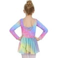 thumbnail image 2 of Oudiya Girls Long Sleeve Ballet Leotard Dance Dress Outfit with Shiny Skirt for Kids 3-11Y, 2 of 7