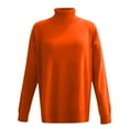 thumbnail image 4 of Women's Ribbed Tunic Sweater Oversized Turtleneck Long Sleeve Pullover (Orange, L), 4 of 5