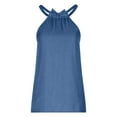 thumbnail image 6 of Usmixi Womens Tank Tops Solid Round Neck Sleeveless Shirts Loose Lightweight Denim Halter Strap Vest Blouse Light Blue M, 6 of 6
