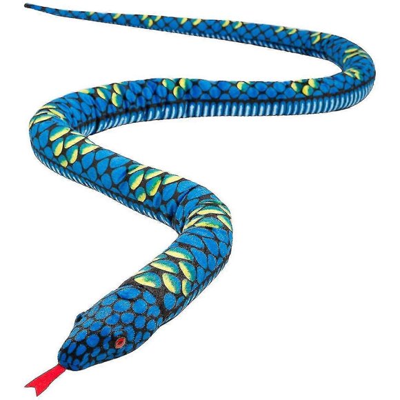 Plush Giant Snake Realistic Animal Red Eyes Toy Gifts for and Girls 110 Inches Blue