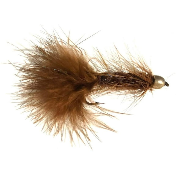 Conehead Wooly Bugger Fly Fishing Flies for Trout and Other Freshwater Fish - One Dozen Wet / Streamer Flies (Brown, 10)