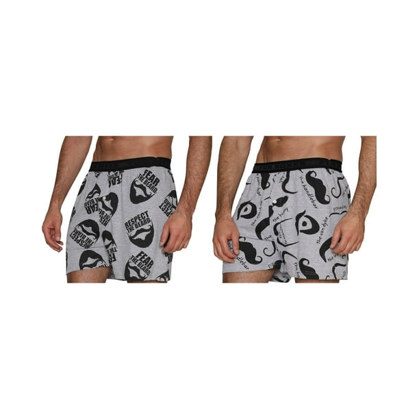 Fun Boxers Mens Funny Underwear Boxer Shorts 2 Pc Fun Briefs, Staches