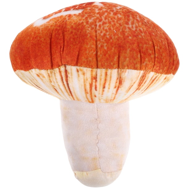 FELTECHELECTR almohada creativa 3D de 20 cm con forma de shiitake, extraíble y lavable, con peluches (naranja y blanco).