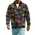 thumbnail image 7 of LNZGNM Mens Mardi Gras Shirts 1/4 Zipper Big and Tall Printed Sweatshirts Stand Collar Long Sleeve Tops Casual Mardi Gras Outerwear,Dark Purple XL, 7 of 7
