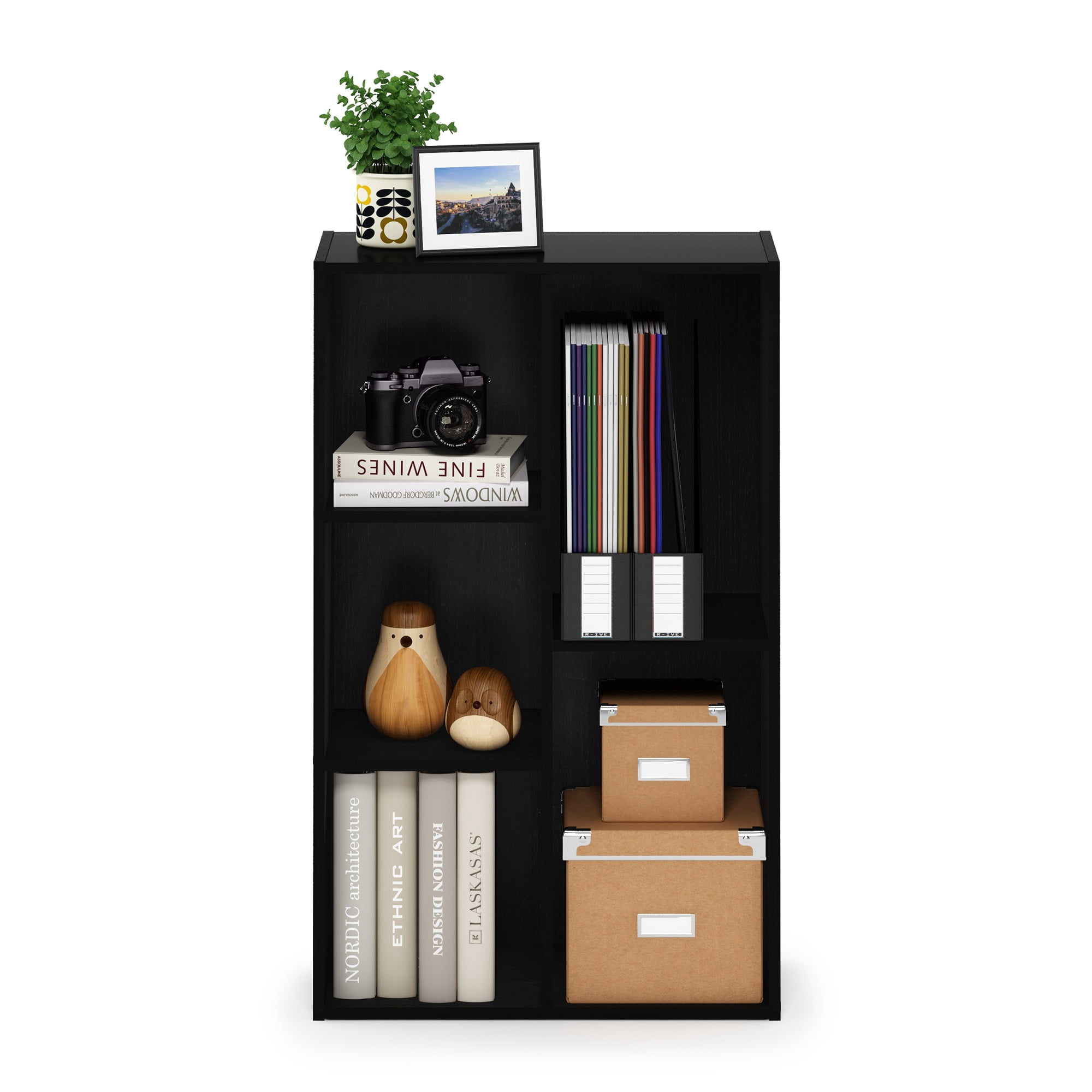 Furinno Luder 5-Cube No Tool Assembly Open Shelf, Blackwood