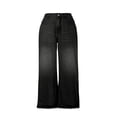 thumbnail image 4 of Women's Mid Rise Straight Leg Jeans - Washed Stretch Denim with Slant Pockets, Loose Comfort Fit（Runs Small）, 4 of 6