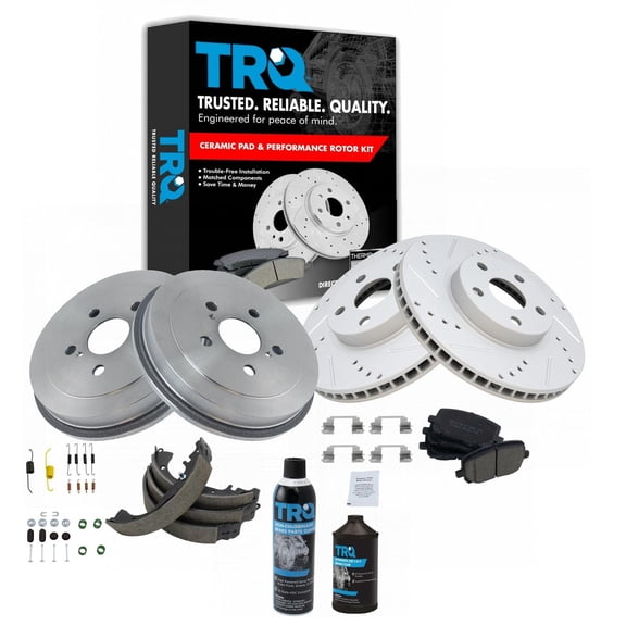 TRQ Ceramic Brake Pad Shoe Performance Rotor & Drum Kit for 03-08 Toyota Corolla BKA19608 Fits select: 2006 TOYOTA COROLLA CE/LE, 2005 TOYOTA COROLLA CE/LE/S
