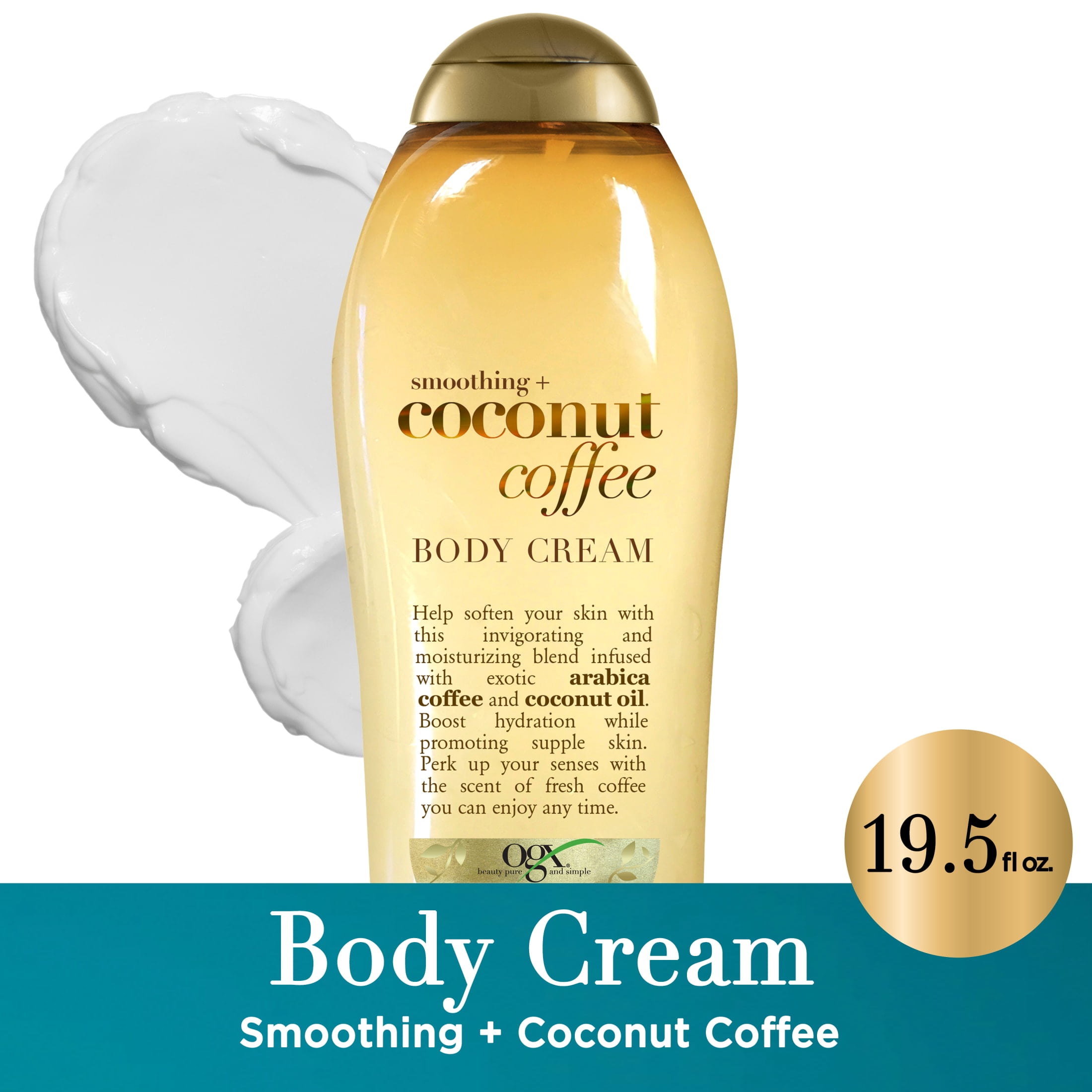 (4 pack) OGX Smoothing + Coconut Coffee Full Body Cream for Soft Skin, 19.5 oz