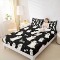 thumbnail image 3 of Manfei Cartoon Ghost Queen Sheets 4 Pieces, Happy Halloween Queen Sheet Sets, Black White Cream,1 Fitted Sheet, 1 Flat Sheet and 2 Pillowcases, 3 of 5