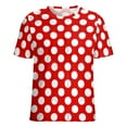 thumbnail image 5 of Red Polka Dots Pattern Women's Short Sleeve T-Shirt Crew Neck Casual Summer Trendy Loose Fit Tops, 5 of 6