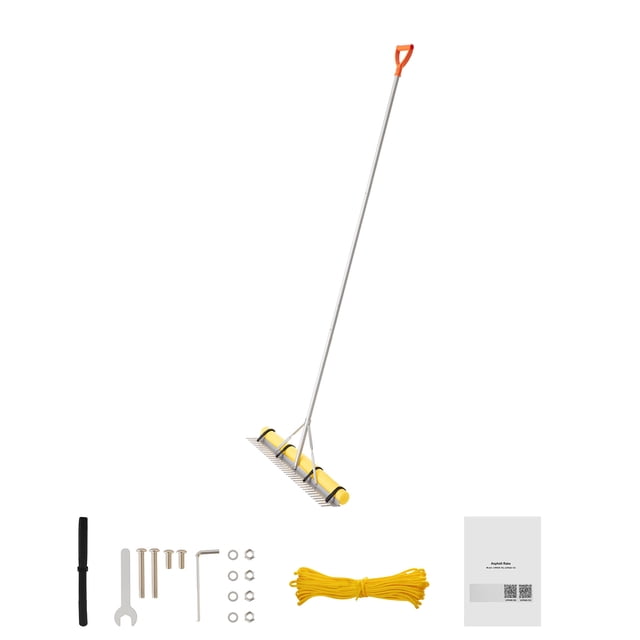 KFFKFF Landscape Rake, 36 inch Wide Head 133 inch Handle, Large Heavy Duty Aluminum Landscaping Leaf Rake Tool, Asphalt Level