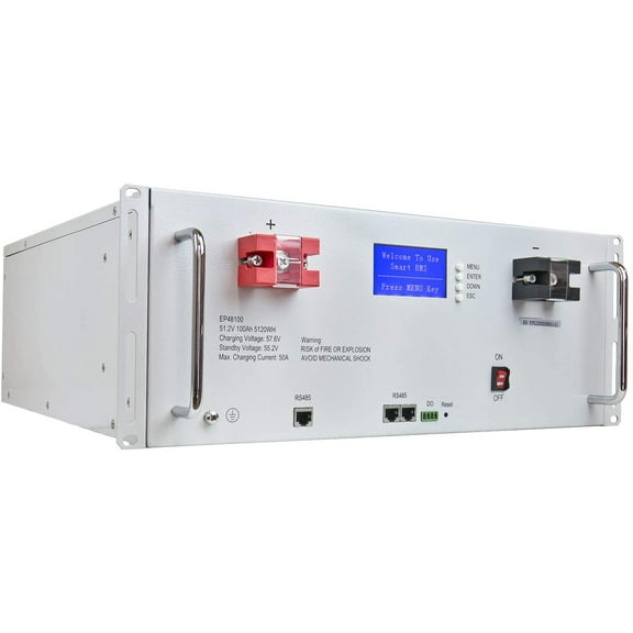 ExpertPower 48V 100Ah 5KWh Lithium LiFePO4 Deep Cycle Rechargeable Battery | 2500 - 7000 Life Cycles & 10-Year lifetime | Built-in BMS & LED Monitor | RV, Solar, Marine, Overland, Off-Grid