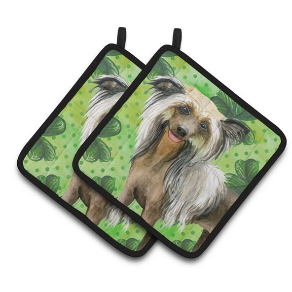 Caroline's Treasures Chinese Crested St Patrick's Pair of Pot Holders